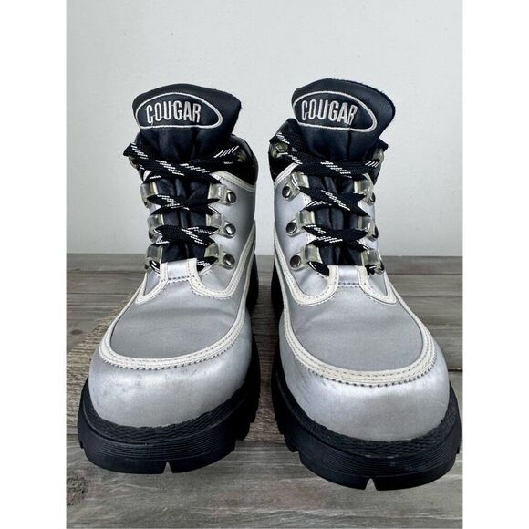 Cougar Cruiser Retro Metallic Silver Lug Boot Size 7.5 - Picture 3 of 11
